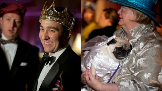 People attending a party at the Ritz-Carlton hotel in Washington for the royal wedding of Prince William and Kate Middleton in 2011