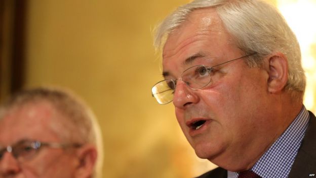 UN humanitarian chief Stephen O'Brien addresses a news conference in Damascus, Syria (17 August 2015)