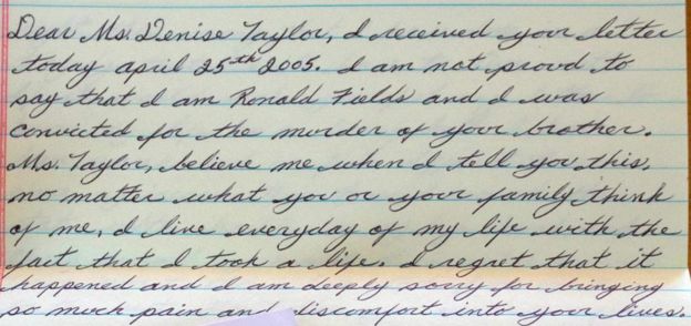 Carta de Ronnie Fields a Denise