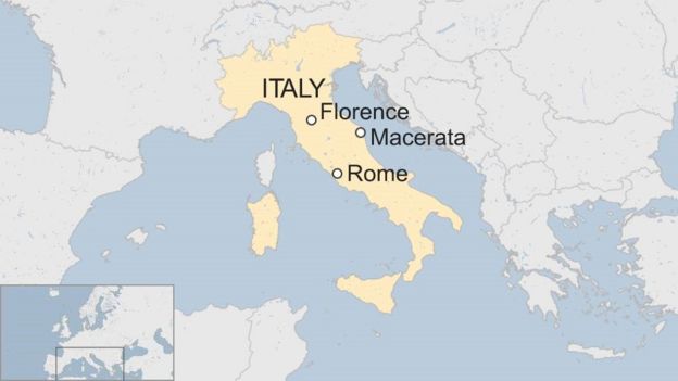 BBC Map showing town of Macerata in Italy