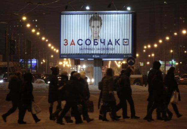 Tabeelo muujinaya ololaha doorashada ee Ksenia Sobchak,