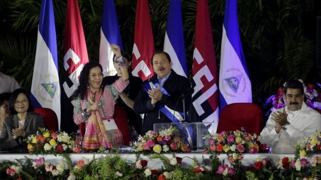 La mandataria taiwanesa con Daniel Ortega y Nicolás Maduro