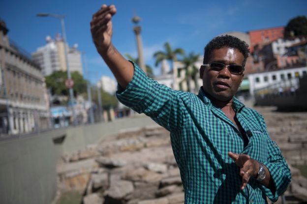 Brazilian Claudio Honorato, Valongo Wharf, in Rio de Janeiro, Brazil, 28 June