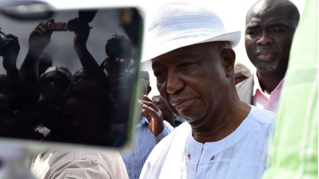 Joseph Boakai at a polling station in Monrovia on October 10, 2017