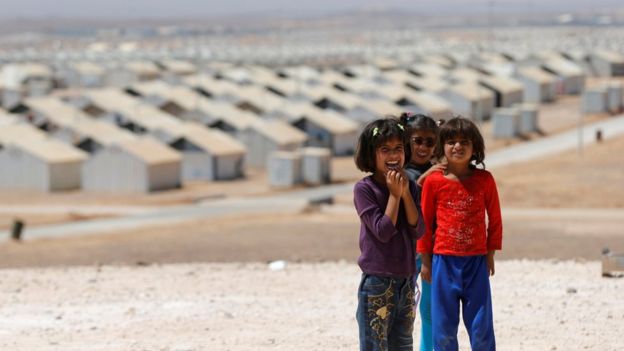Syrian refugees at the Azraq camp in Jordan