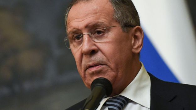 Russian Foreign Minister Sergei Lavrov makes a statement on the decision to expel 60 US diplomats in Moscow on March 29, 2018