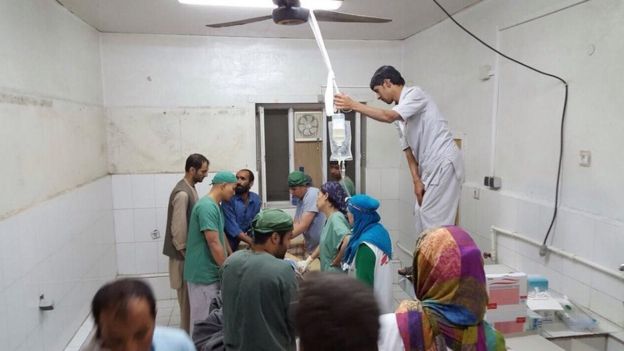 Surgery activities underway in the aftermath of the bombing of hospital (3 October 2015)