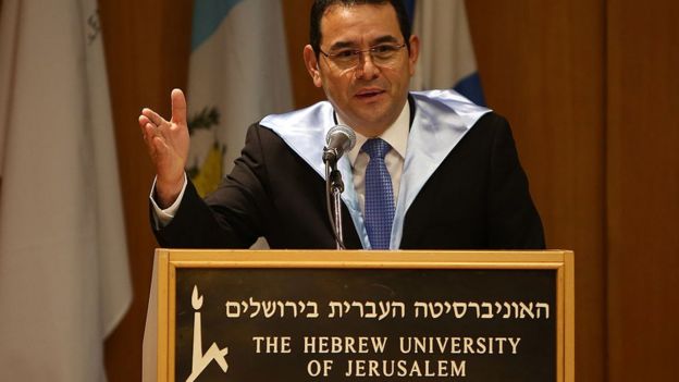 Jimmy Morales en la Universidad Hebrea de Jerusalén