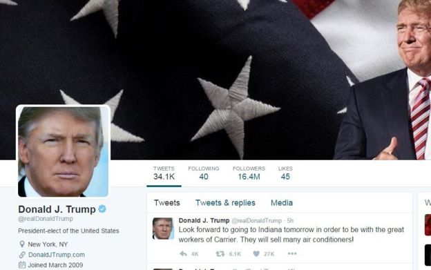 Donald Trump'ın Twitter sayfası