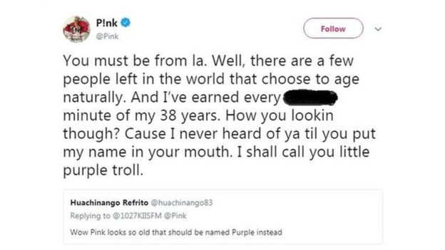 Pink's tweet