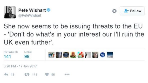 İskoç Ulusal Partisi SNP'nin gölge bakanlarından Pete Wishart ise