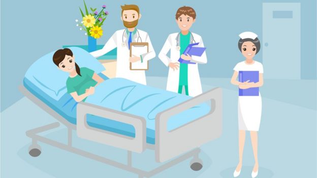 Dibujo de una habitación de hospital