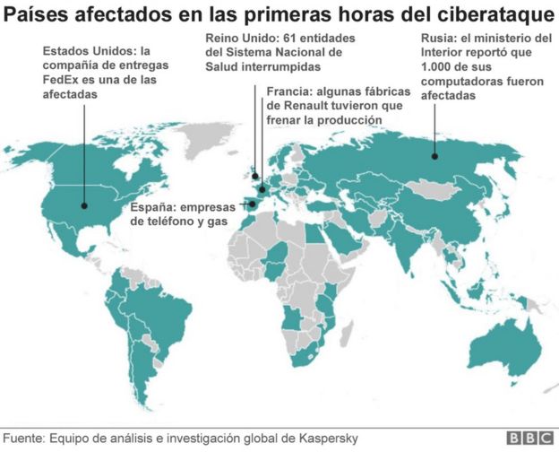 Mapa del ciberataque