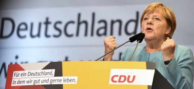 Chancellor Merkel at rally in Heilbronn, 16 Aug 17