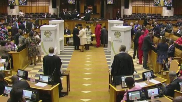 The voting booths out on the floor