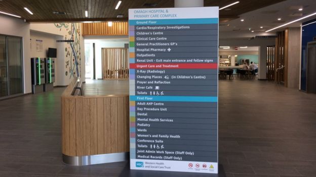 Information sign inside the new Omagh Hospital