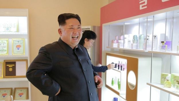 41796227 - Kim Jong-un visits cosmetics factory