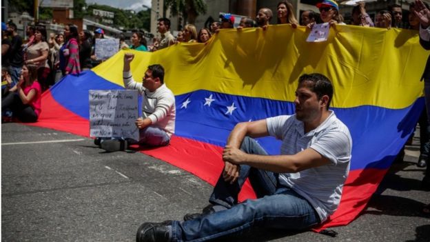 Protesta en Venezuela.