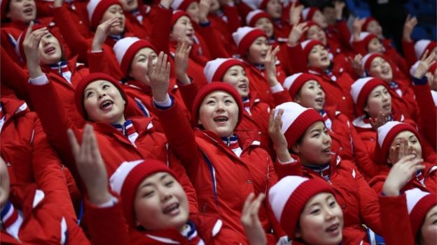 North Korean cheerleaders at the Winter Olympics