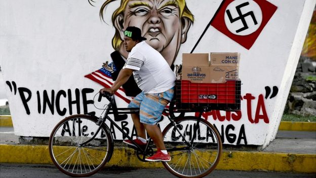 Graffiti contra Trump en Ciudad de México.