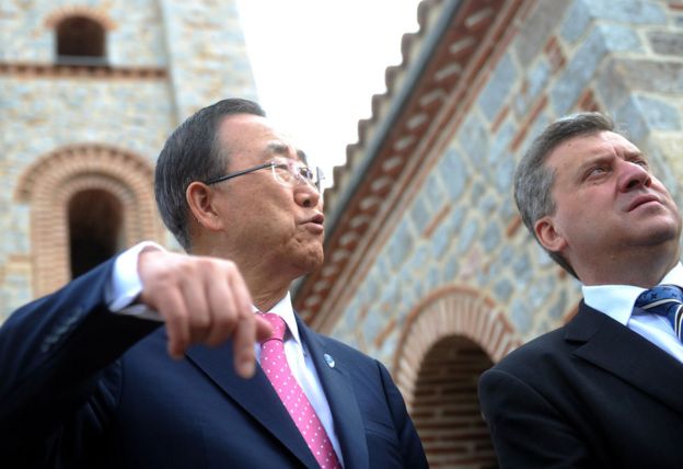 Ban Ki-moon en Macedonia en 2012