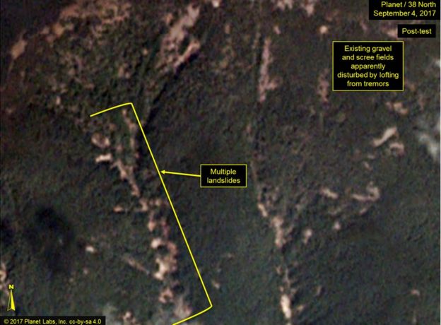 Picture of landslides at Punggye-ri
