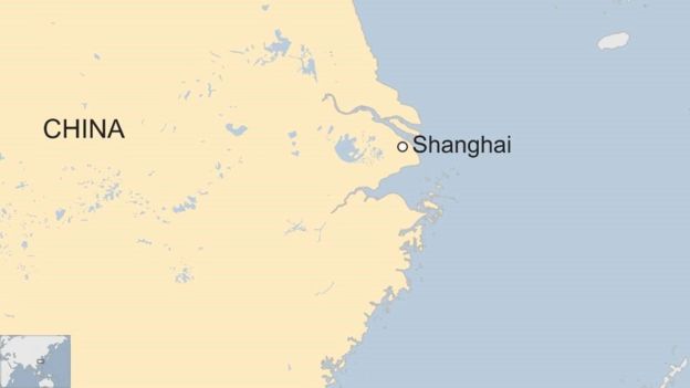Map of China showing Shanghai