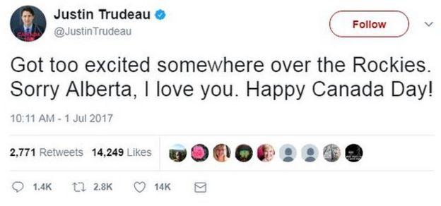 Justin Trudeau tweeted: 