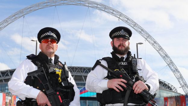 Policía en el estadio de Wembley