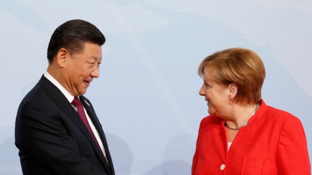 Xi Jinping y Ángela Merkel
