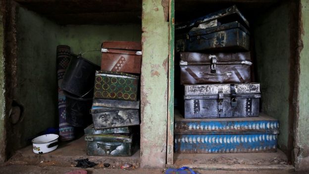 Suitcases are pictured inside girls hostel at the school in Dapchi in the northeastern state of Yobe, where dozens of school girls went missing after an attack on the village by Boko Haram, Nigeria February 23, 2018