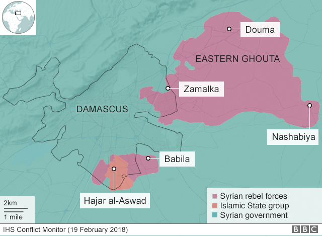 Map showing control of the Eastern Ghouta (19 February 2017)
