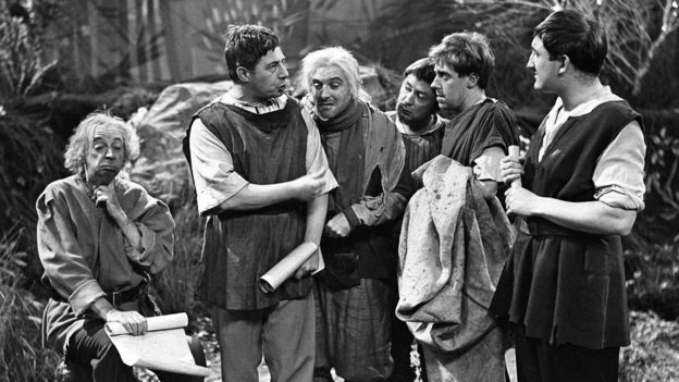 Peter Sallis (third from right) as Snug in a 1958 production of A Midsummer Night's Dream