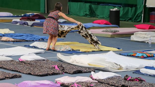 Dozens of people left homeless by the fire have spent the night in makeshift rescue centres