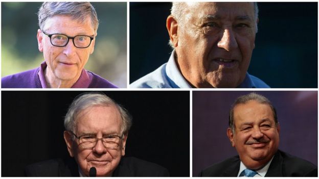 Bill Gates, Amancio Ortega, Warren Buffett y Carlos Slim