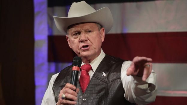 Republican Senate candidate Roy Moore speaks at a campaign rally on September 25, 2017