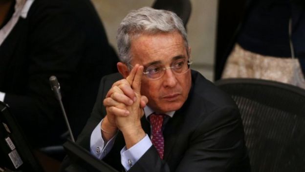 Senator Alvaro Uribe, Colombia's former president, attends a debate at the congress in Bogota, Colombia, October 3, 2016.