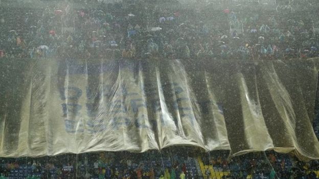 Barcelona football fans unveil banner that reads 