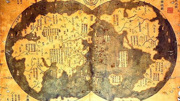 Mapa de las exploraciones de Zheng He
