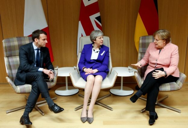 Macron, Merkel y May