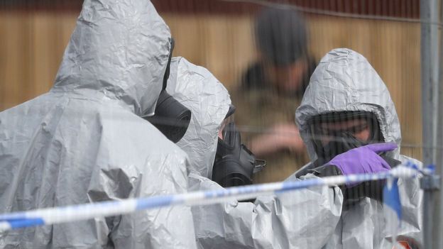 British forensics teams investigating attack on Russian spy and his daughter, on 14 March 2018
