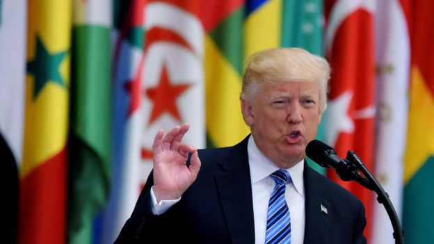 Donald Trump en su gira por Medio Oriente en mayo