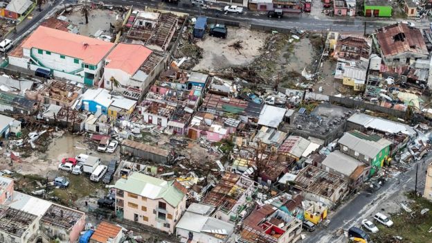 Damage done to Sint Maarten from Hurricane Irma, 7 Sept 2017