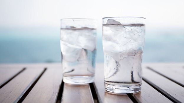 Glasses of water on a table