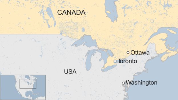 Map of Toronto in Canada