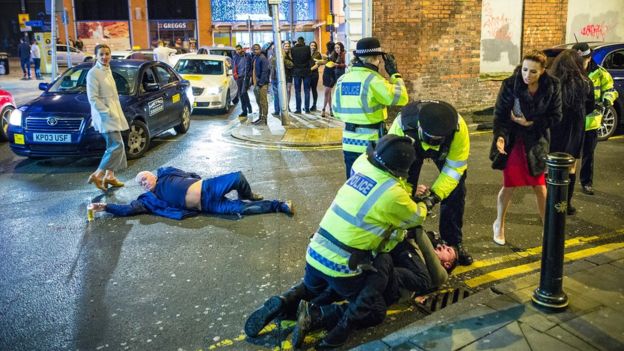 Photo of revellers in Manchester