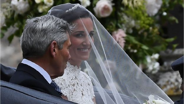 Pippa Middleton in her wedding veil