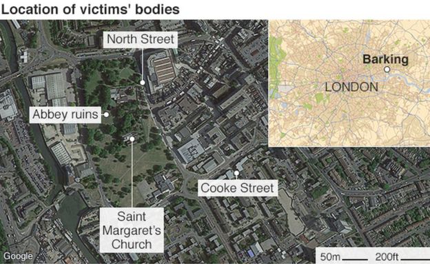 Map of victims' bodies