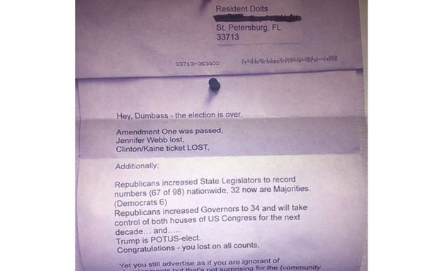 Hate mail sent to John Gascot