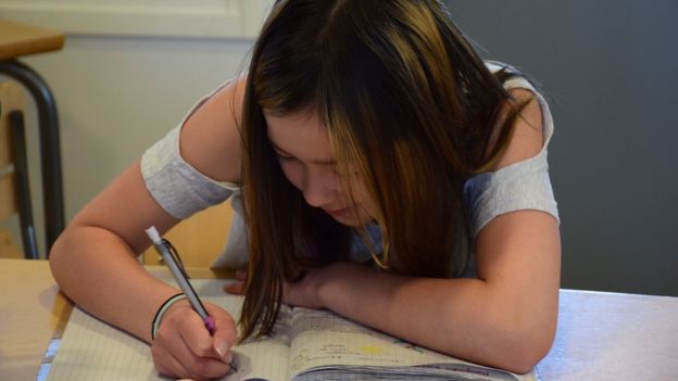 Girl learning at Hauho Comprehensive School, Finland